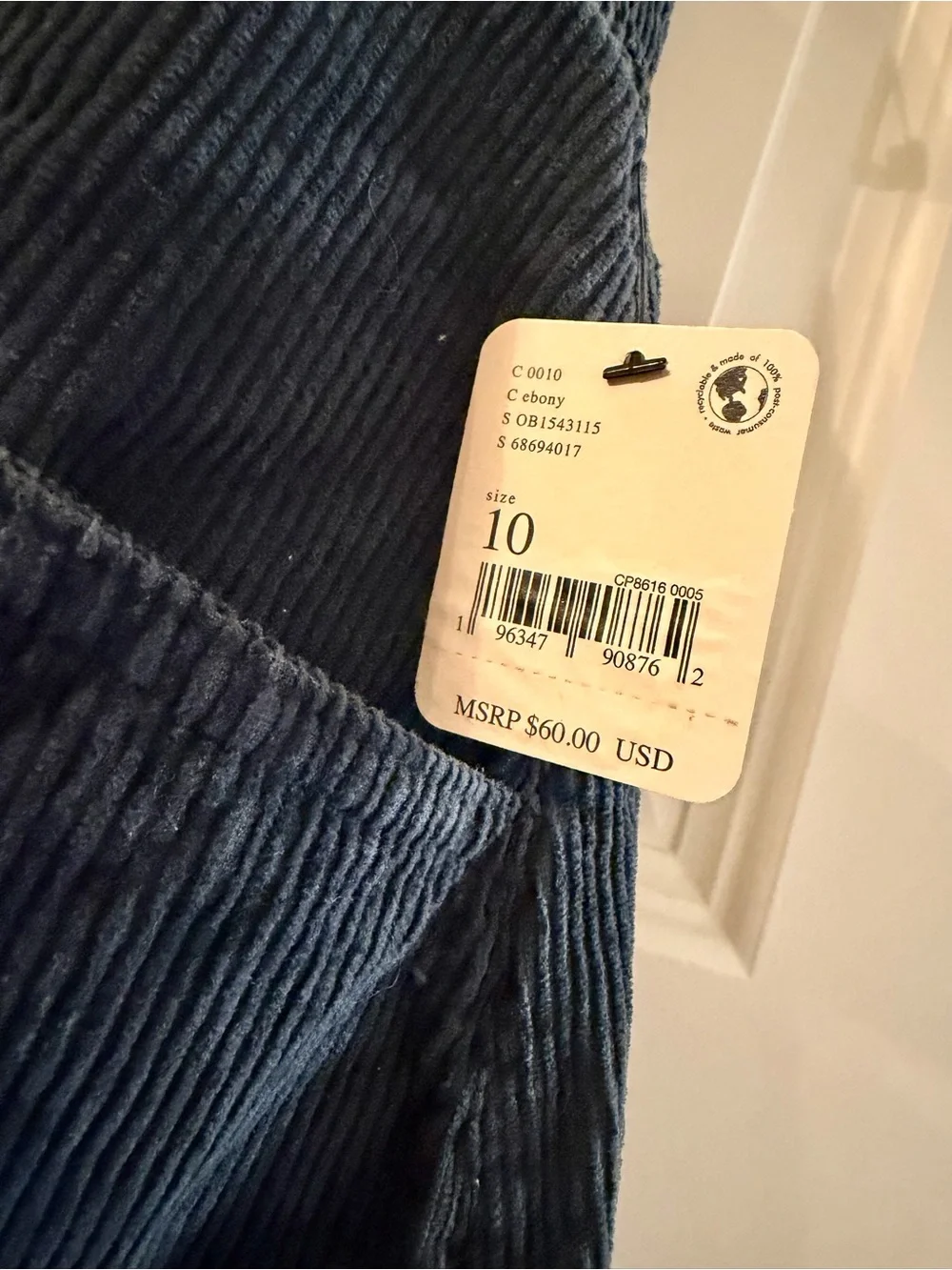 NWT-Free People Ray Corduroy Navy Women's Mini Skirt-Size 10